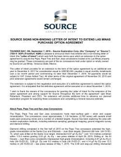 source signs non-binding letter of intent to extend las minas