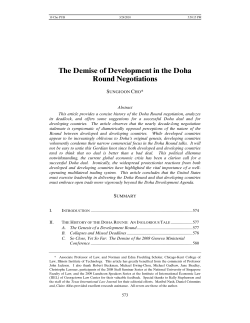 The Demise of Development in the Doha Round Negotiations