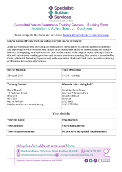 Accredited Autism Awareness Training Courses – Booking Form