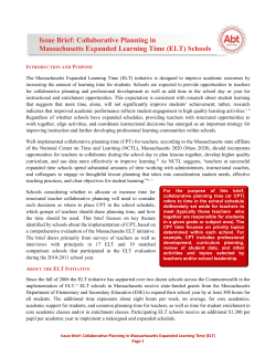 (ELT) Schools - Massachusetts Department of Elementary and