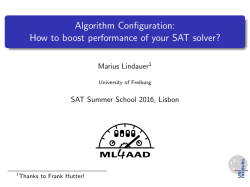 Algorithm Configuration: How to boost performance of your SAT