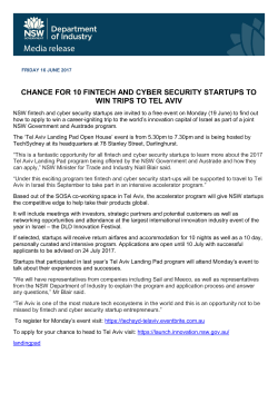 Chance for 10 fintech and cyber security startups to win trips to Tel
