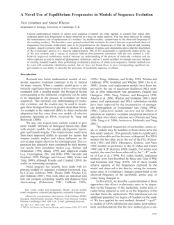 A Novel Use of Equilibrium Frequencies in Models