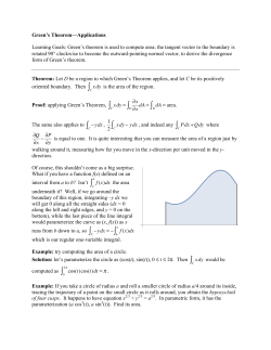 Notes 57--Green`s Theorem Applications