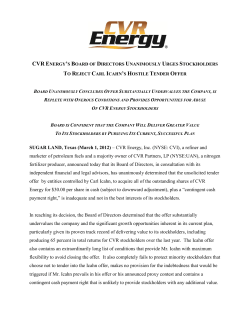CVR Energy`s Board of Directors Unanimously