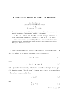 A POLYNOMIAL BOUND IN FREIMAN`S THEOREM Mei