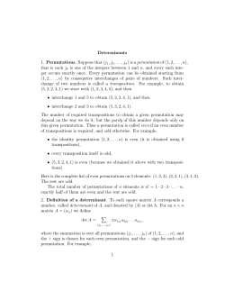 Determinants 1. Permutations. Suppose that