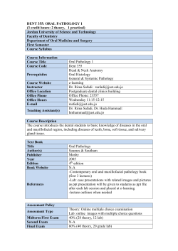 dent 355: oral pathology 1 - Jordan University of Science and