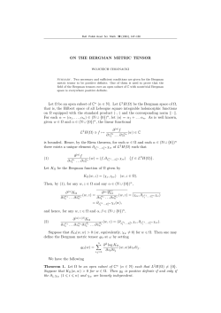 ON THE BERGMAN METRIC TENSOR Let &Omega; be an open subset of Cn