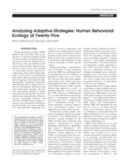 Analyzing adaptive strategies: human behavioral ecology at twenty