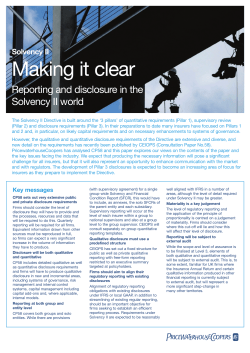 Reporting and disclosure in the Solvency II world