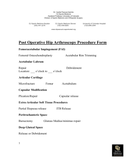 Post-Operative Hip Arthroscopy Procedure Form and Protocol