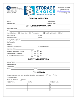 QUICK QUOTE FORM CUSTOMER INFORMATION AGENT