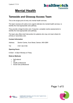 Mental Health - Healthwatch Tameside
