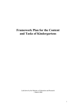 Framework Plan for the Content and Tasks of