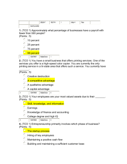 1. (TCO 1) Approximately what percentage of businesses have a
