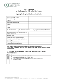 2017 Checklist for the Inspection of Smallholder Groups