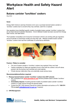 OHS Hazard Alert - Butane Canister `lunchbox` cooker