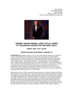 grammy award winner, larry gatlin, comes to the marcus center for