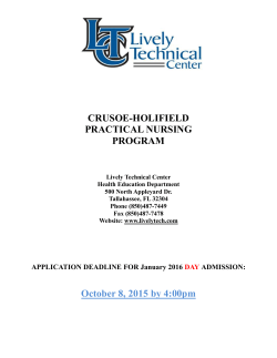October 8, 2015 by 4:00pm Crusoe-Holifield Practical Nursing