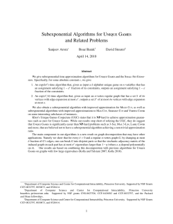 Subexponential Algorithms for U           G         and