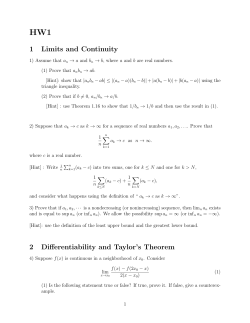 1 Limits and Continuity 2 Differentiability and Taylor`s Theorem