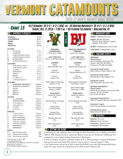 Game Notes - The University of Vermont -