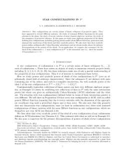 STAR CONFIGURATIONS IN Pn 1. Introduction A star configuration