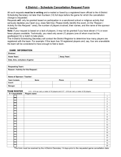 Game Cancellation Request - 4 District Soccer League
