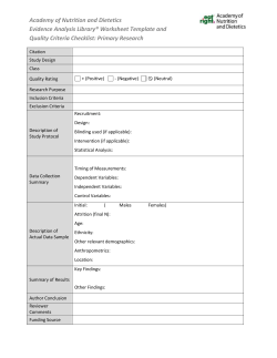 Primary Research - Evidence Analysis Library
