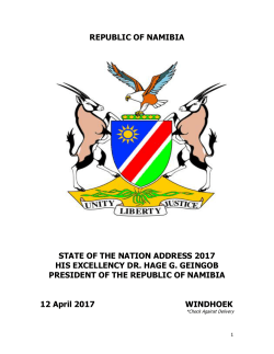 state of the nation address 2017 his excellency dr. hage g. geingob