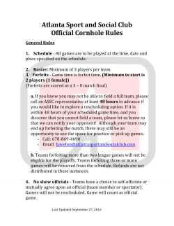 Atlanta Sport and Social Club Official Cornhole Rules