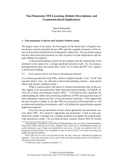 Non-Monotonic NPI-Licensing, Definite Descriptions, and