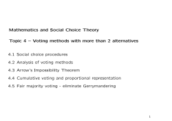 Mathematics and Social Choice Theory Topic 4 &ndash; Voting methods