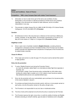 Jetstar Terms and Conditions - Game of Chance Competition &ndash; &ldquo;WIN