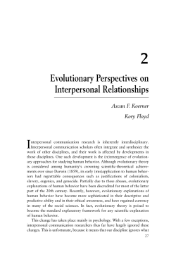 Evolutionary Perspectives on Interpersonal Relationships