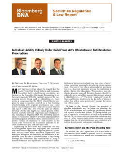 Individual Liability Unlikely Under Dodd-Frank Act`s
