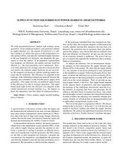 SUPPLY FUNCTION EQUILIBRIUM IN POWER MARKETS: MESH