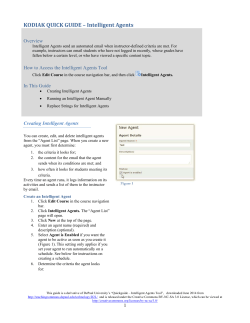 KODIAK QUICK GUIDE &ndash; Intelligent Agents