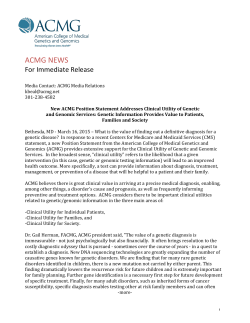 New ACMG position statement addresses clinical utility of genetic