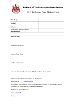 Conference 2017 Abstract Form - The Institute of Traffic Accident