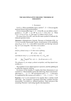 THE MULTIPLICATIVE ERGODIC THEOREM OF OSELEDETS 1. S