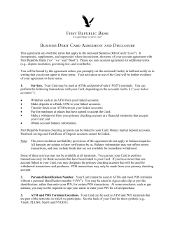 First Republic Bank - Business Debit Card Agreement and Disclosure