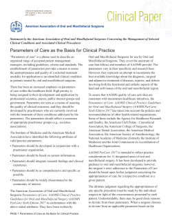 Parameters of Care as the Basis for Clinical Practice