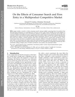 On the Effects of Consumer Search and Firm Entry in a Multiproduct