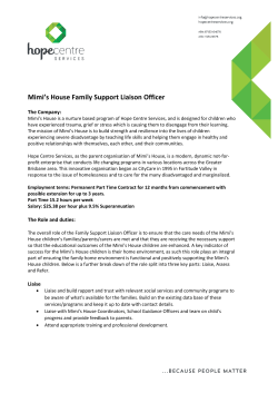 Mimi`s House Family Support Liaison Officer