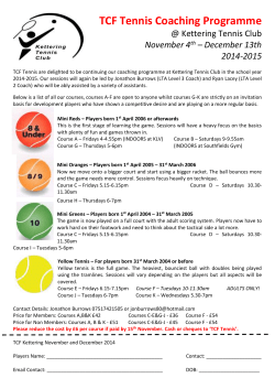 TCF Tennis Coaching Programme