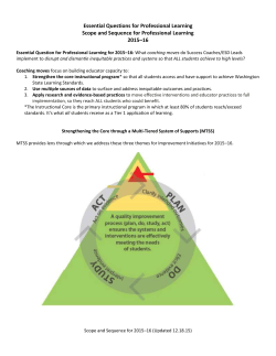 Scope and Sequence for Professional Learning