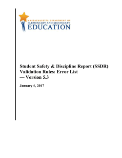 SSDR Error List v.5.3 - Massachusetts Department of Elementary