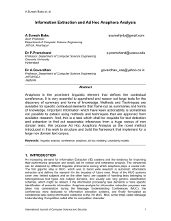 Information Extraction and Ad Hoc Anaphora Analysis